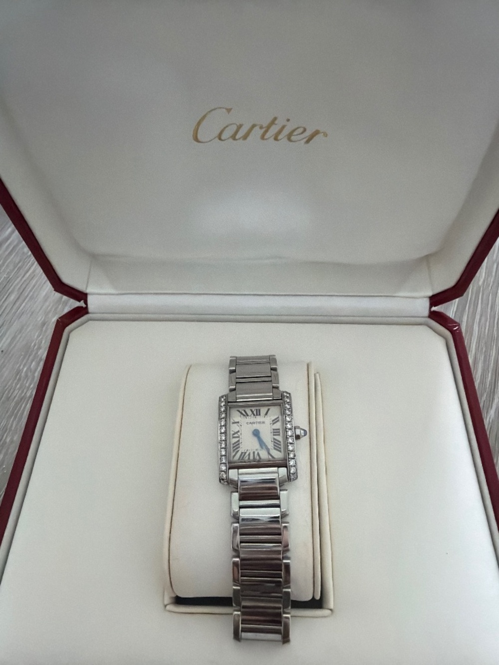 Cartier Tank Française Ref. 2384 Stainless Steel Diamond Watch